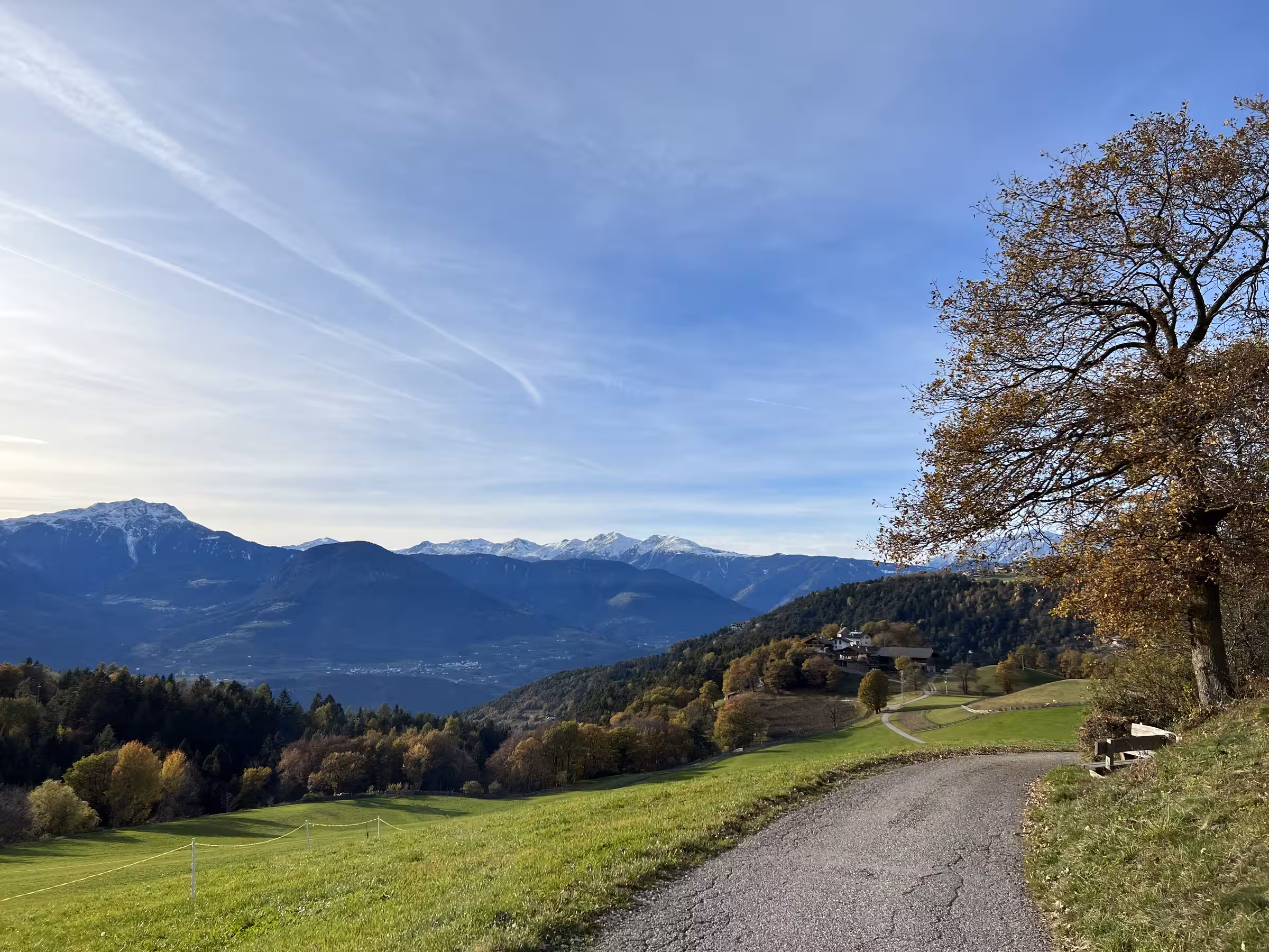 Mountain panorama over the Tschögglberg plateau in South Tyrol, seen from Vita Apartments.